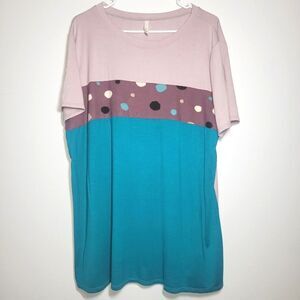 Celeste Boutique Polka Dot Mixed Print T-Shirt 1X